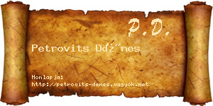Petrovits Dénes névjegykártya