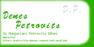 denes petrovits business card